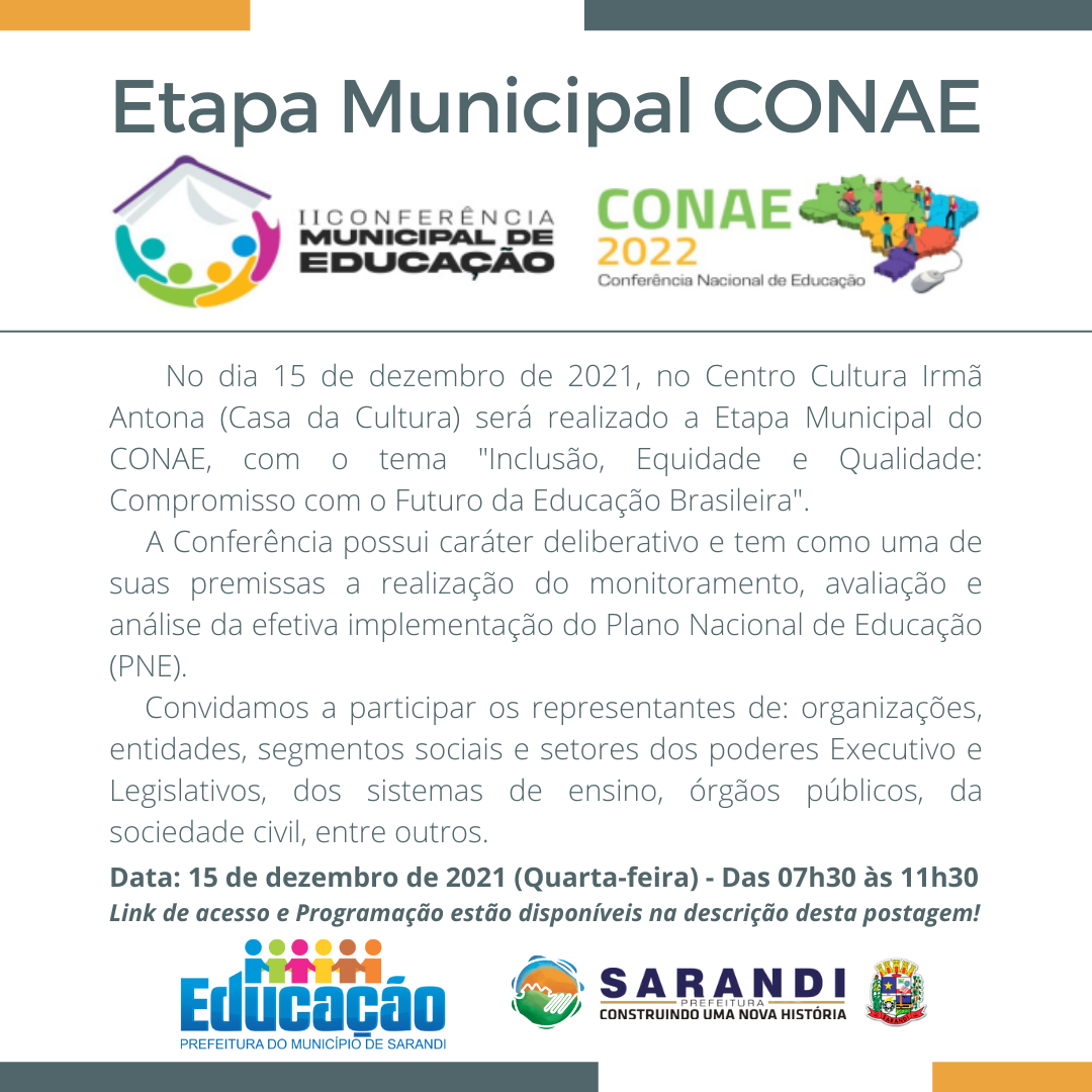 Secretaria de Educação realiza etapa municipal do CONAE